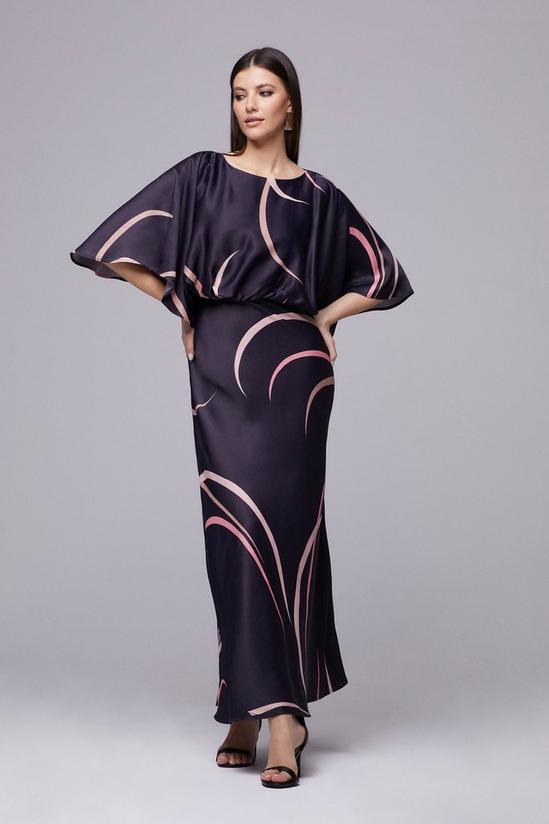 Wallis Marble Print Cape Sleeve Maxi Dress 1