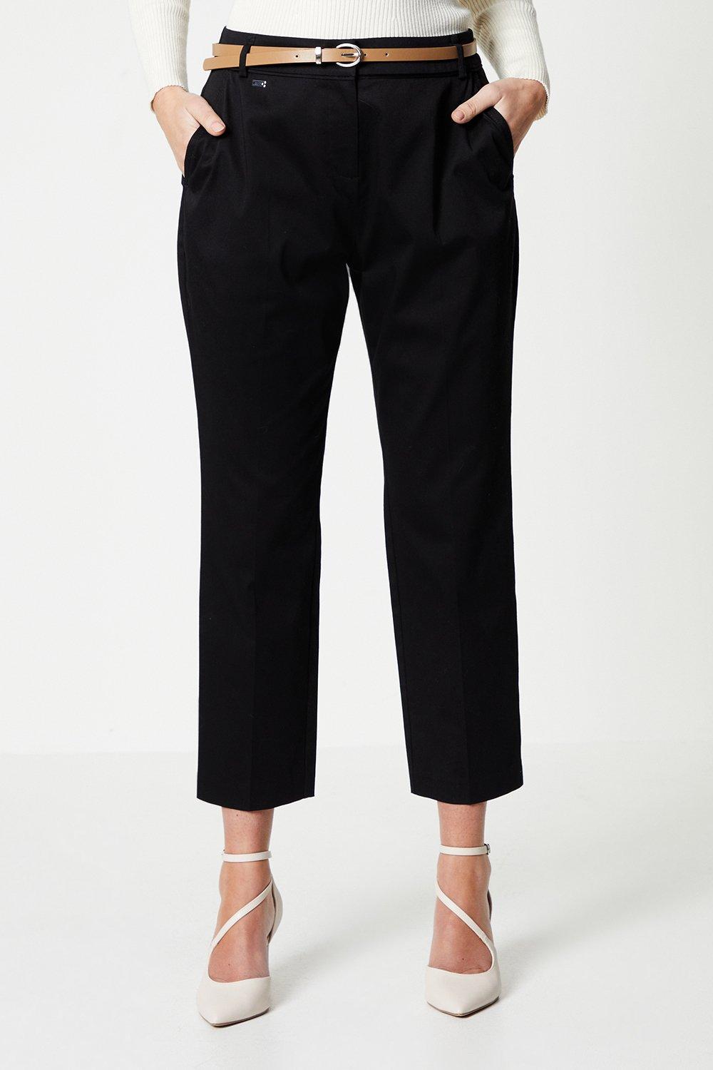 Trousers, Stretch Cigarette Belted Trousers