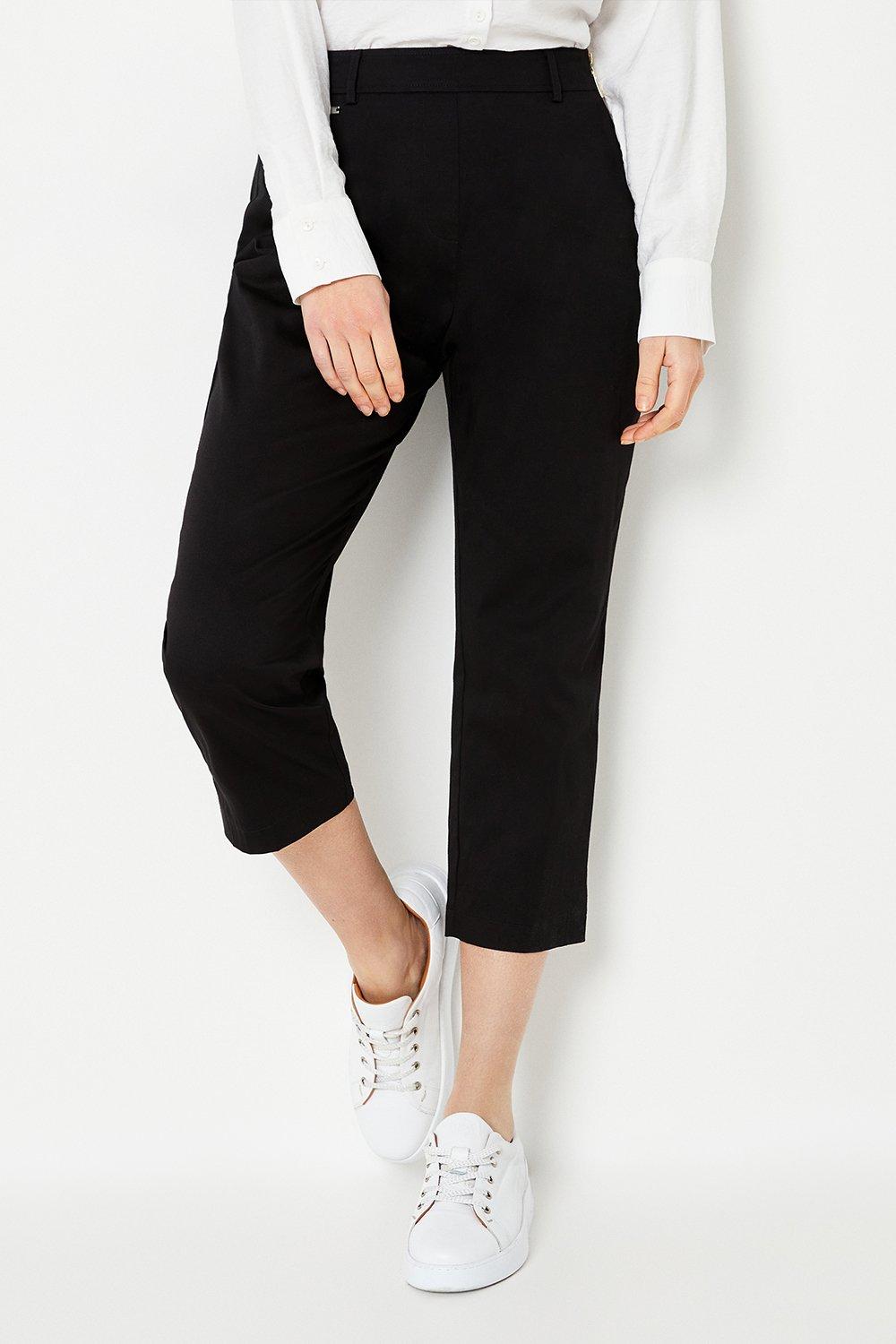 Stretch black cropped clearance trousers