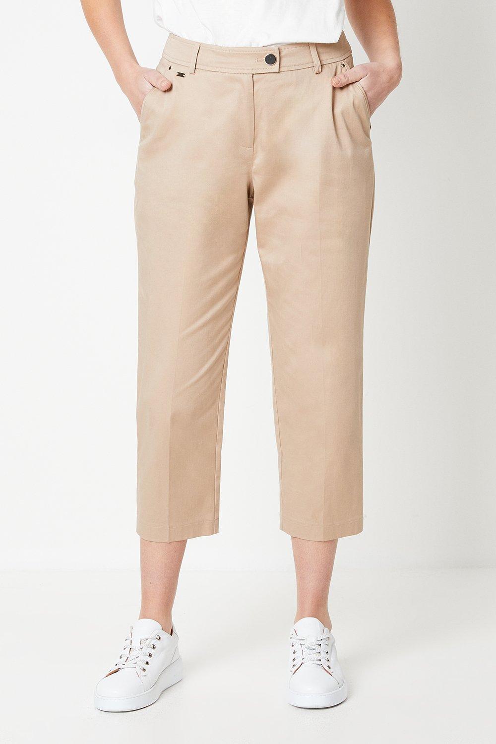 Womens Petite Stretch Crop Trousers