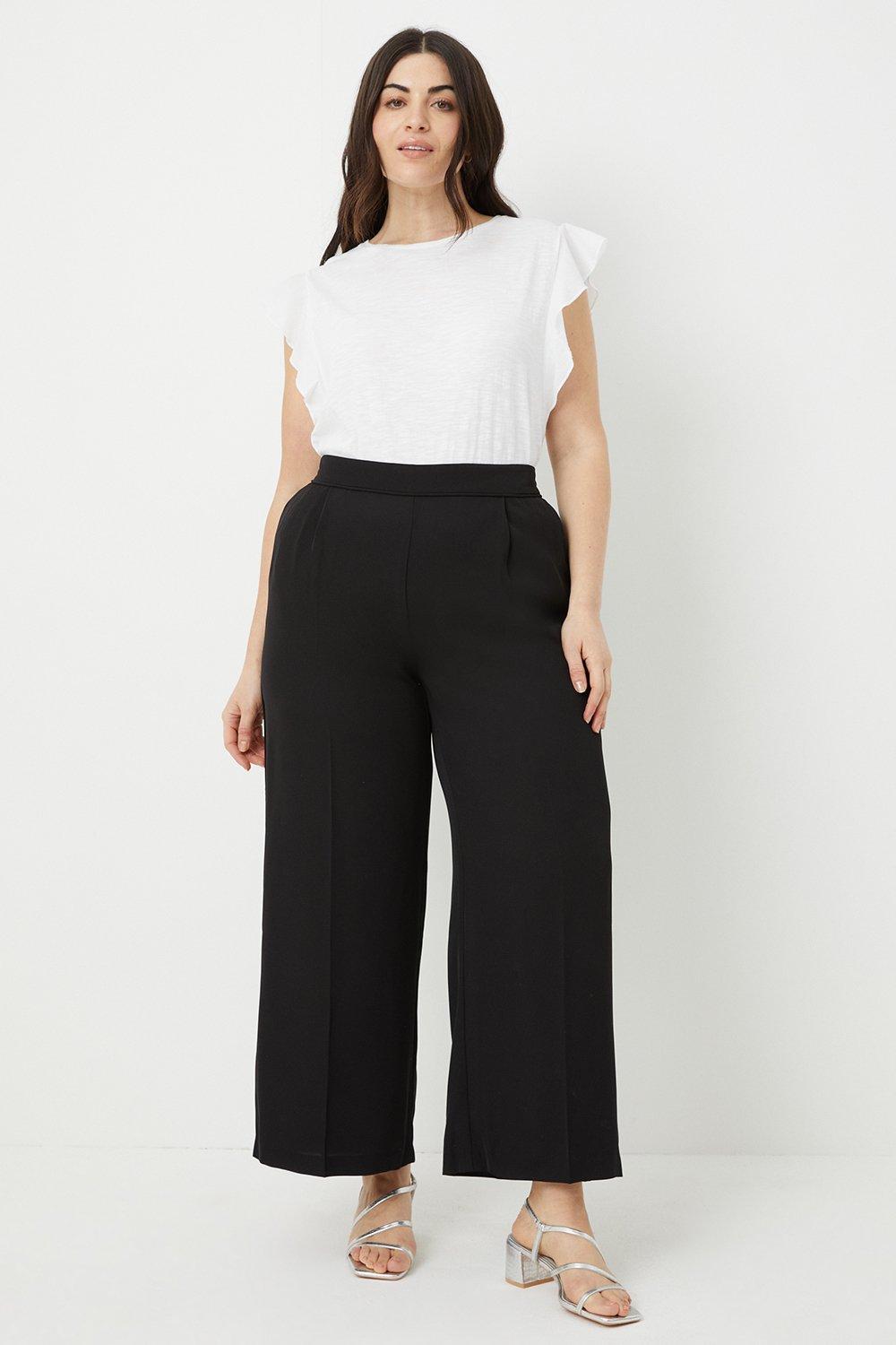 Womens Curve Pull On Wide Leg Trousers