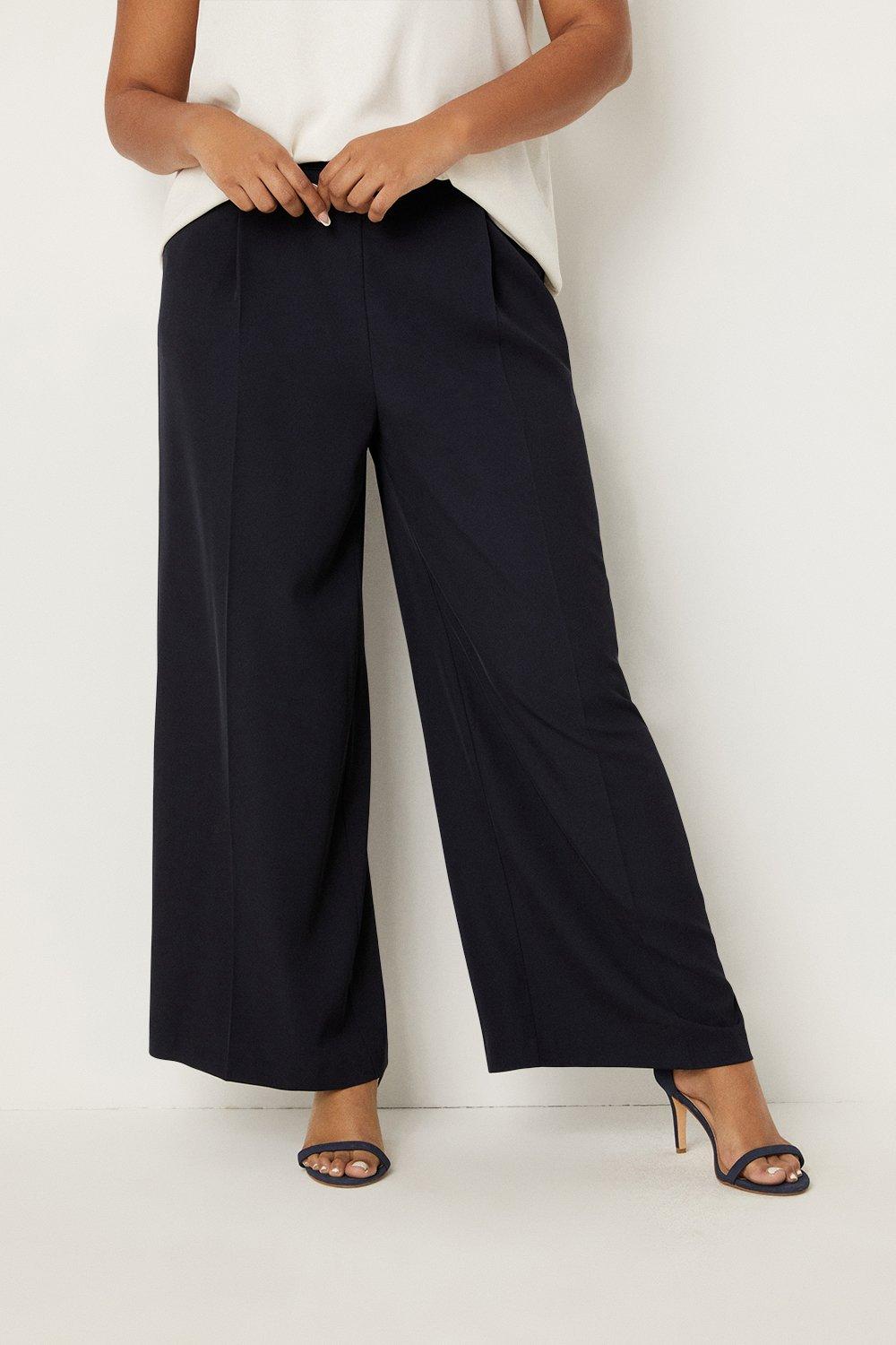 Womens Curve Pull On Wide Leg Trousers