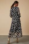 Wallis Tall Mono Geo Blouson Sleeve Wrap Midi Dress thumbnail 3