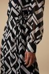 Wallis Tall Mono Geo Blouson Sleeve Wrap Midi Dress thumbnail 4
