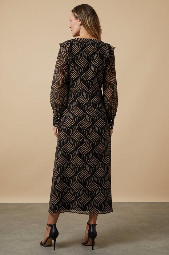 Wallis Black Abstract Spot Ruffle Front Wrap Midi Dress 3