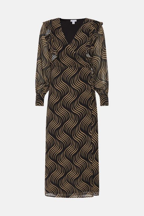 Wallis Black Abstract Spot Ruffle Front Wrap Midi Dress 5