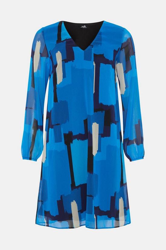 Wallis Blue Abstract V Neck Shift Dress 5
