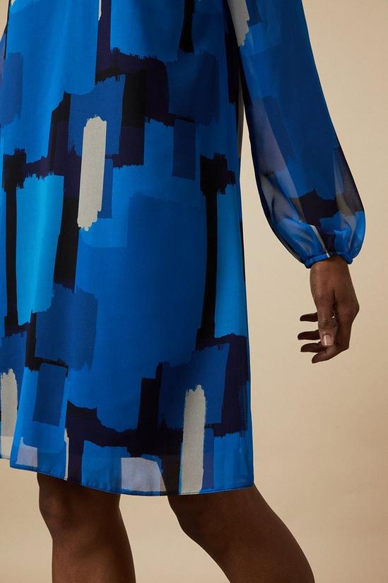 Wallis Blue Abstract V Neck Shift Dress 6