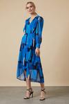 Wallis Blue Abstract Blouson Sleeve Wrap Dress thumbnail 2