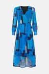 Wallis Blue Abstract Blouson Sleeve Wrap Dress thumbnail 5