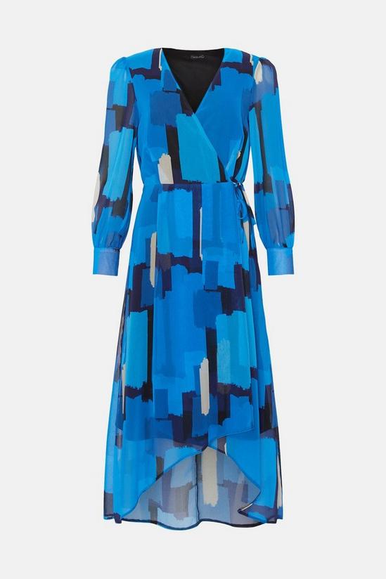 Wallis Blue Abstract Blouson Sleeve Wrap Dress 5