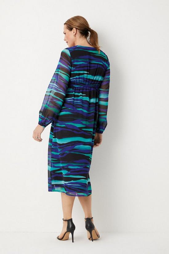 Wallis Petite Teal Stripe Ruched Front Midi Dress 3