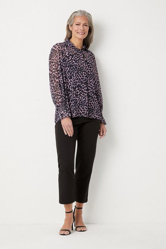 Wallis Blush Leopard Shirred Cuff Shirt 2