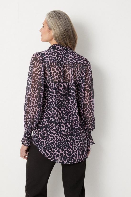 Wallis Blush Leopard Shirred Cuff Shirt 3