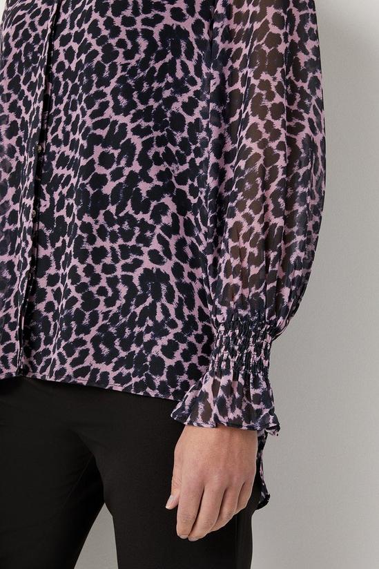 Wallis Blush Leopard Shirred Cuff Shirt 4