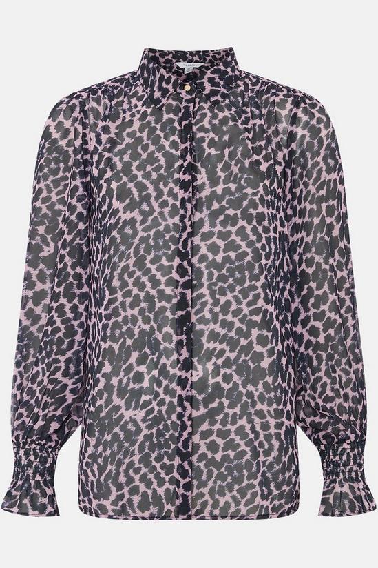 Wallis Blush Leopard Shirred Cuff Shirt 5