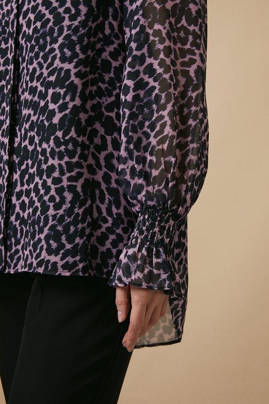 Wallis Blush Leopard Shirred Cuff Shirt 6