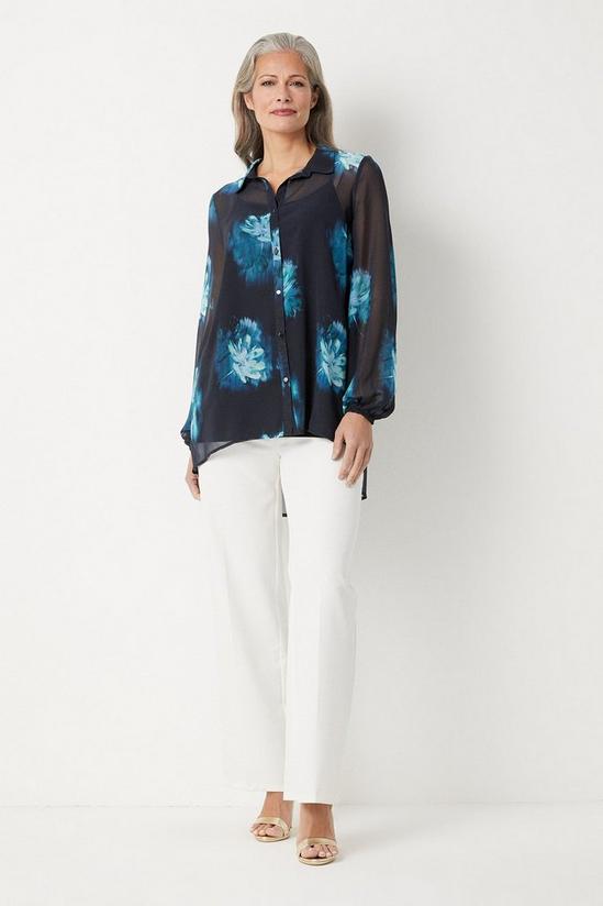 Wallis Teal Blurred Floral Button Through Shirt 2