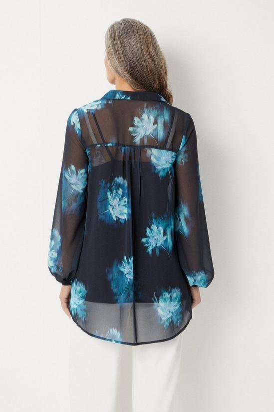 Wallis Teal Blurred Floral Button Through Shirt 3