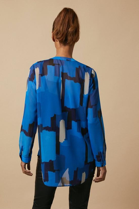 Wallis Blue Abstract High Low Hem Shirt 3