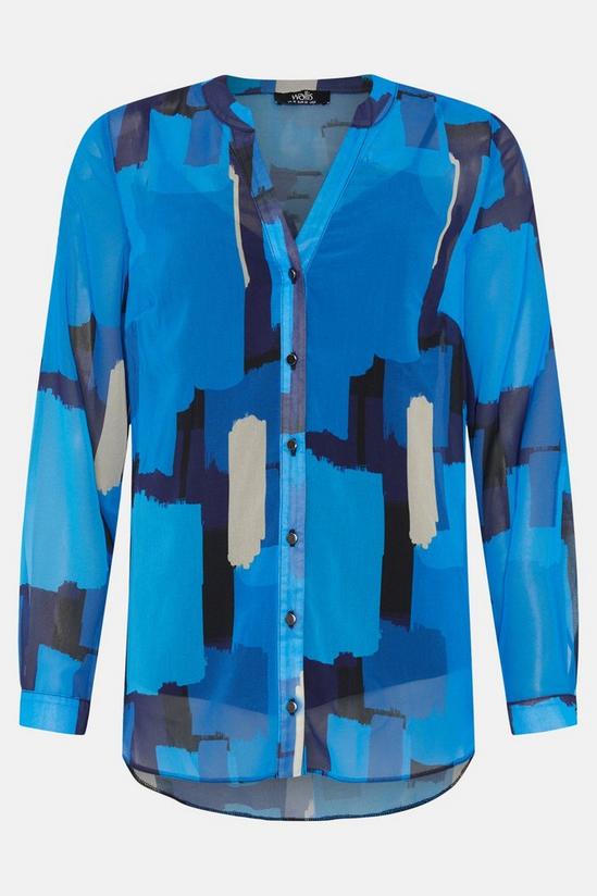 Wallis Blue Abstract High Low Hem Shirt 5