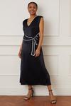 Wallis Premium Satin Contrast Belted Midi Dress thumbnail 1