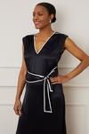 Wallis Premium Satin Contrast Belted Midi Dress thumbnail 2