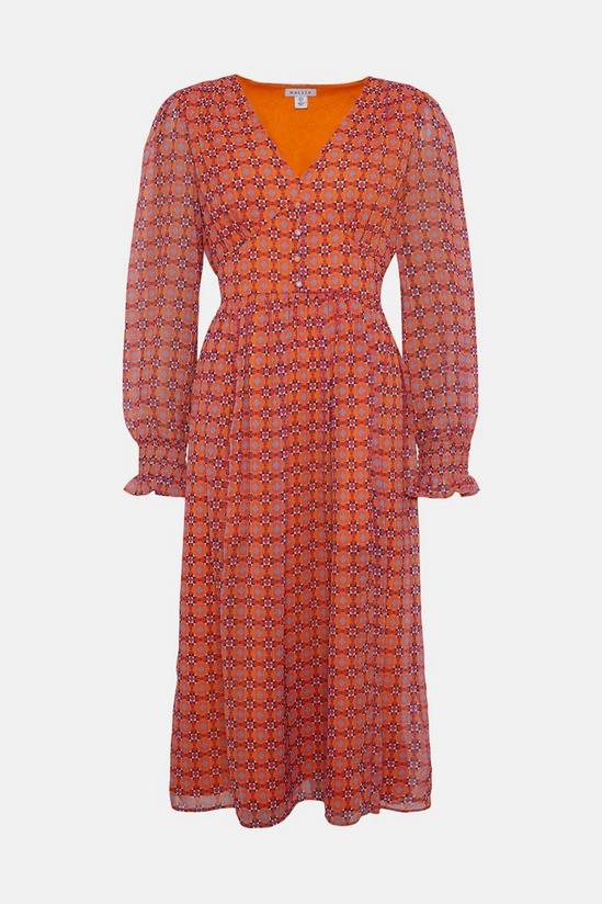 Wallis Orange Geo Print Button Midi Dresses 5