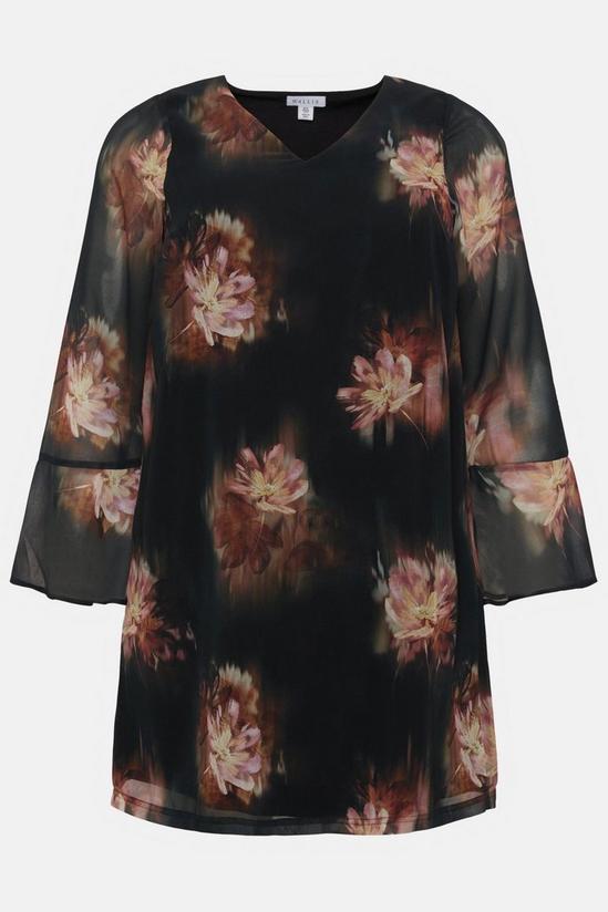 Wallis Curve Blurred Floral Ruffle Sleeve Shift Dress 5