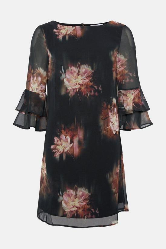 Wallis Petite Blurred Floral Ruffle Sleeve Shift Dress 5