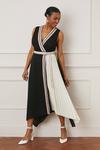 Wallis Contrast Pleat Skirt Wrap Midi Dress thumbnail 1