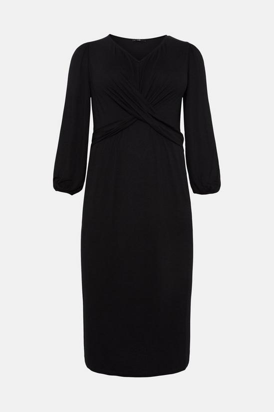 Wallis Curve Plain Black Twist Front Jersey Dress 5
