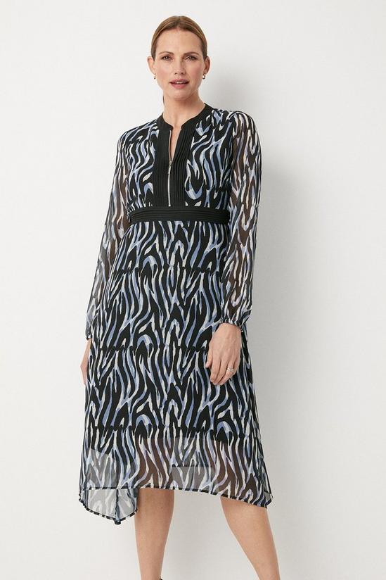 Wallis Blue Zebra Pleated Midi Dress 2