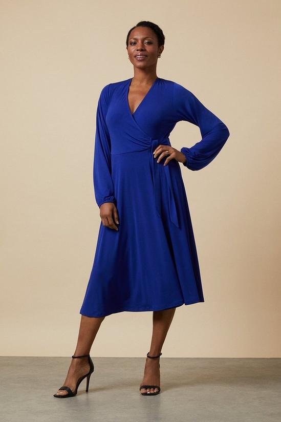 Wallis Blue Jersey Wrap Midi Dress 1