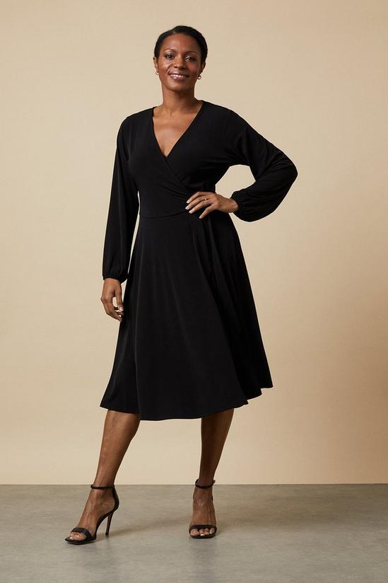 Wallis Black Jersey Wrap Midi Dress 2