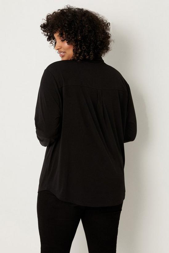 Wallis Curve Black Jersey Pocket Detail Shirt 3