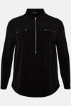 Wallis Curve Black Jersey Pocket Detail Shirt thumbnail 5