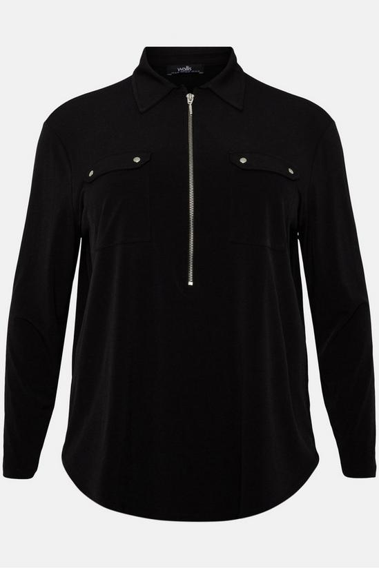 Wallis Curve Black Jersey Pocket Detail Shirt 5