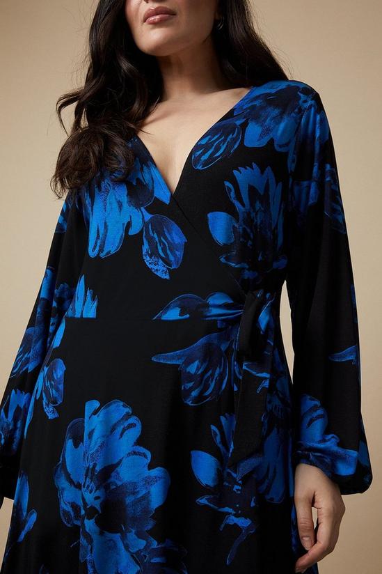 Wallis Curve Blue Floral Jersey Wrap Midi Dress 4