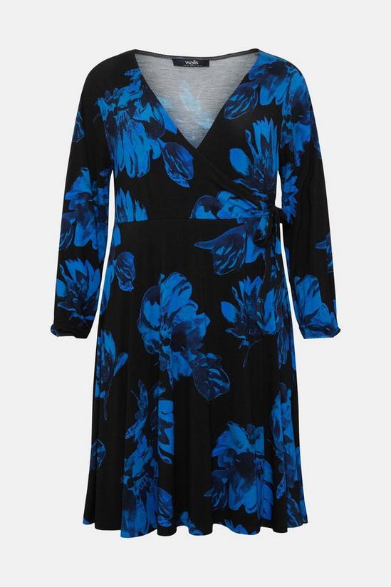 Wallis Curve Blue Floral Jersey Wrap Midi Dress 5