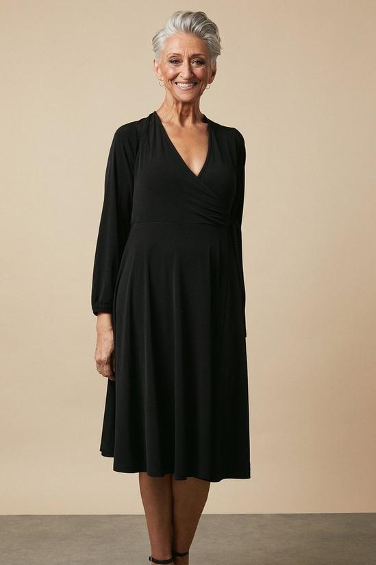 Wallis Petite Black Jersey Wrap Midi Dress 2