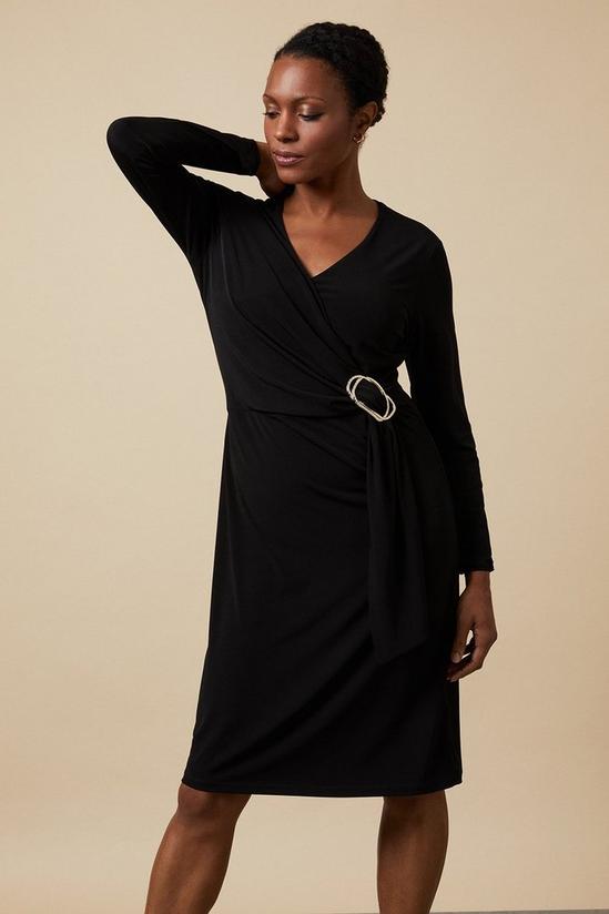 Wallis Black Buckle Jersey Wrap Midi Dress 2