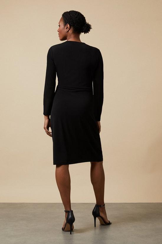 Wallis Black Buckle Jersey Wrap Midi Dress 3