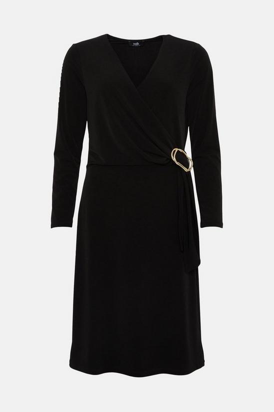 Wallis Black Buckle Jersey Wrap Midi Dress 5