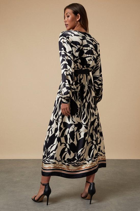 Wallis Printed Viscose Satin Wrap Belted Midi Dress 3