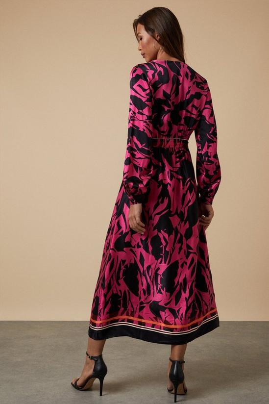 Wallis Printed Viscose Satin Wrap Belted Midi Dress 3