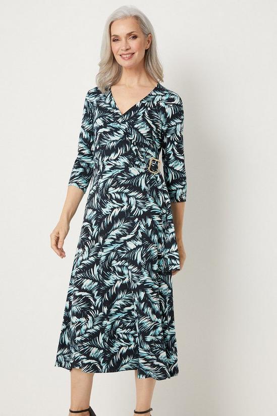 Wallis Palm Print Jersey Wrap Dress 2
