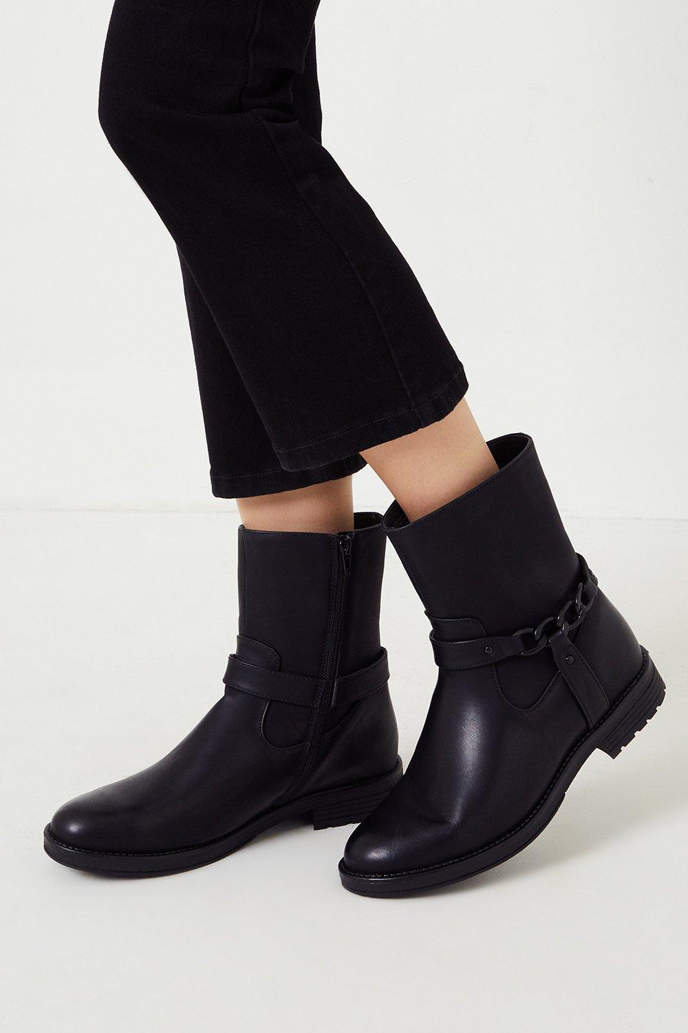 Womens Marie Chain Detail Ankle Boots