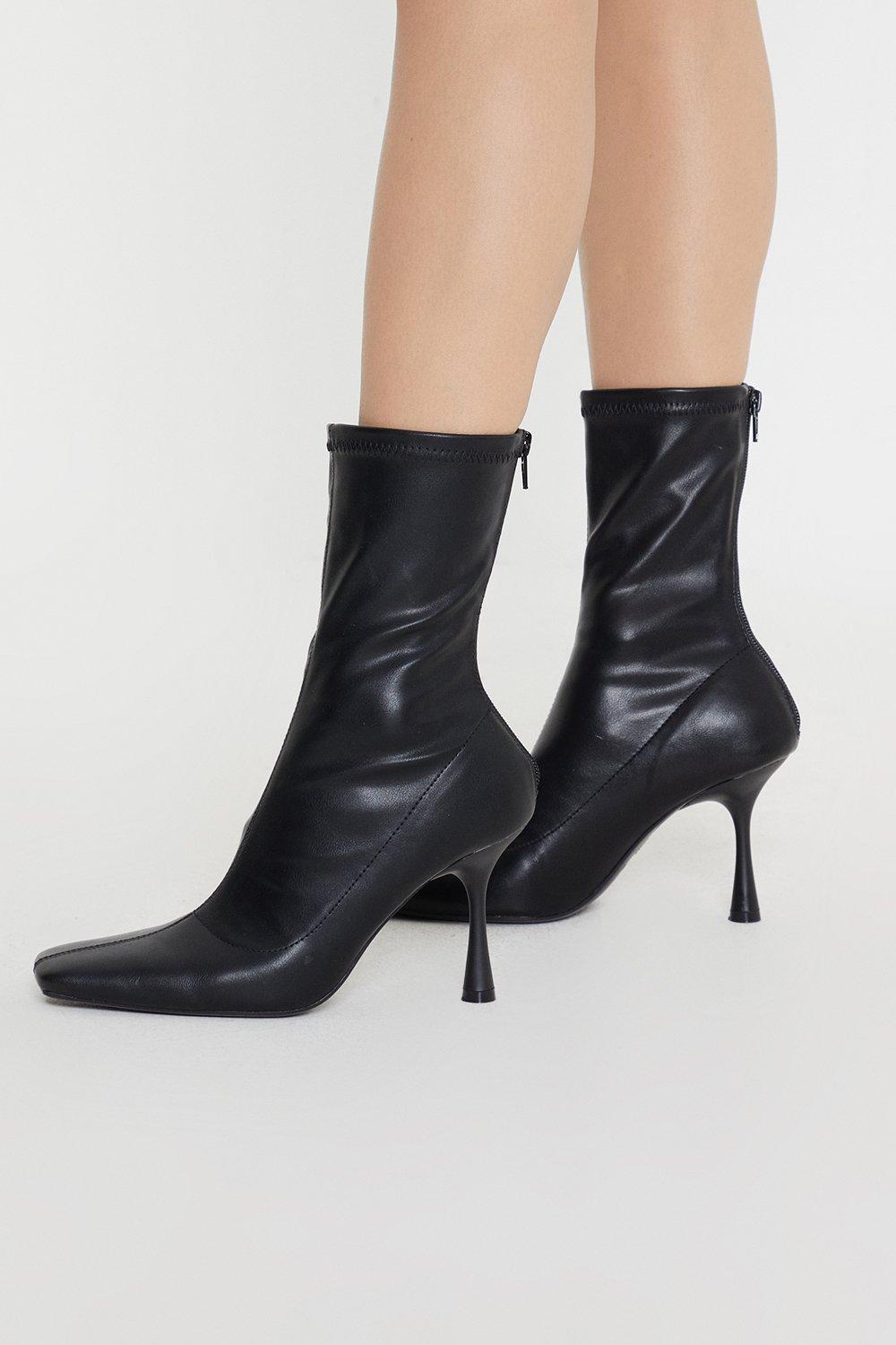 Womens Mischa Stretch Heeled Ankle Boots