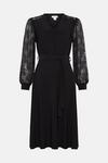 Wallis Petite Black Lace Sleeve Belted Jersey Midi Dress thumbnail 5